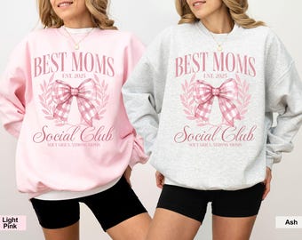 Best Mom Social Club Sweatshirt - Gildan 18000 Sweater, Coquette Mom Gift, Mothers Day Sweater, Soft Girl Jumper, Unisex Sweatshirt