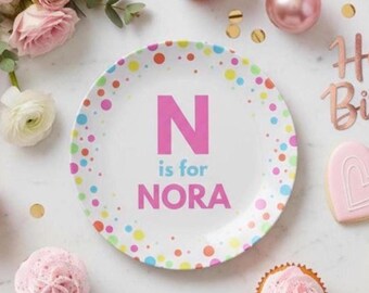 Personalized Child's Dinner Plate, Custom Name, Birthday Party Decor