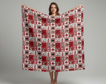Canadian-Themed Tablecloth, Faux Patchwork Quilt Design, Rustic Style, Family Gatherings, Canada Day Celebration, Home Table Setting