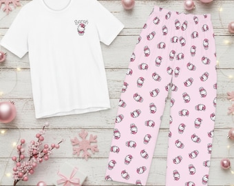 Pink Hello Kitty Santa Pajama Pants and Shirt Set | Christmas Loungewear