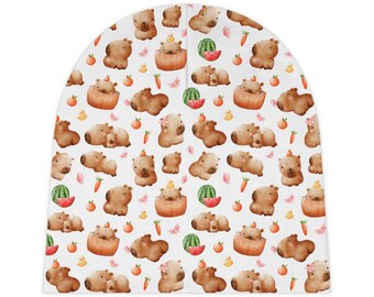 Capybara Baby Beanie, All Over Print, Newborn Hat