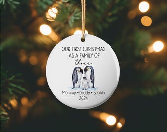Personalized Christmas Ornament, Round Ceramic Ornament, First Christmas as a Family, Christmas 2025 Ornament, Memento Ornament
