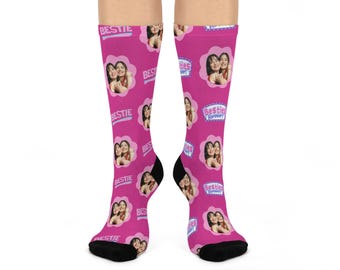 Custom Cushioned Crew Socks, Personalized Crew Socks, BFF Gift, Gift for Bestie, Birthday Gift, Gag Gift, Novelty Gift