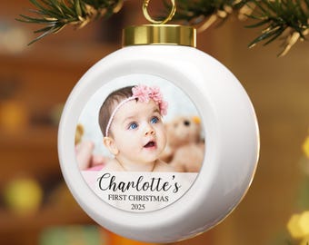 Personalized Baby Photo Ornament, First Christmas Keepsake