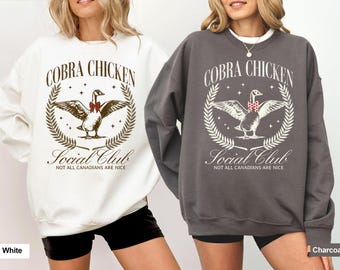 Cobra Chicken Social Club Sweatshirt, Unisex Crewneck Sweatshirt, Elbows Up Canada Sweatshirt, Canadian Cobra Chicken Sweatshirt