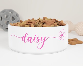 Personalized Pet Bowl, Custom Pet Name Food Bowl, Pet Lovers, Dog Lovers, Ceramic Bowl, White Ceramic