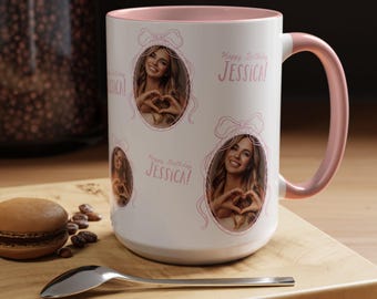 Custom Photo Coffee Mug, Happy Birthday Personalized Mug, Coquette Aesthetic Cup, Gift Idea, Birthday Present, Unique Mug, Coffee Lover