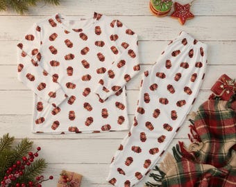 Tim Hortons Christmas Pajama Set | All-Over Print Pajama Set, Christmas Gift for Coffee Lover