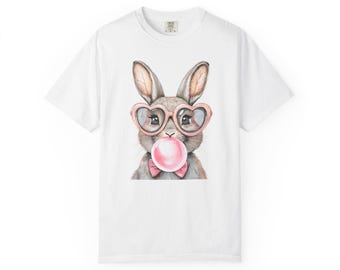 Easter Bunny T-Shirt: Bubble Gum, Heart Shades - Comfort Colors 1717