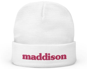 Personalized Embroidered Knit Beanie, Custom Name Winter Hat, Beanie with Name, Knit Beanie for Kids, Men and Women, Embroidered Beanie Gift