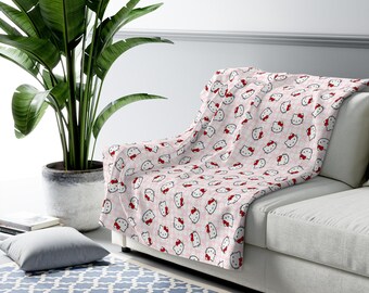 Pink Hello Kitty Sherpa Blanket: Plush Fleece Throw, Cozy Kid's Decor