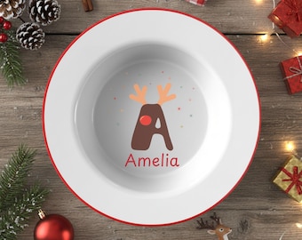 Personalized Christmas Name Bowl, Christmas Bowl for Kids, Personalized Gift, Christmas Gift, 8.5" Super Safe Polymer Bowl