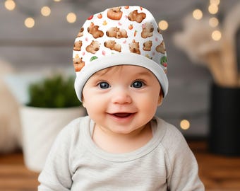 Capybara Baby Beanie, All Over Print, Newborn Hat