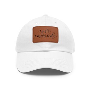 Just Married Dad Hat: Faux Leather Patch, Bride and Groom Gift