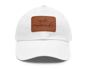 Just Married Dad Hat: Faux Leather Patch, Bride and Groom Gift