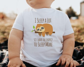 Sloth Baby Tee, Sleepy Sloth Design, Soft Infant Shirt