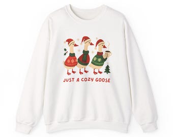 Cozy Christmas Goose Sweatshirt: Holiday Crewneck Jumper