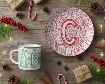 Christmas Cookie Plate for Kids, Festive Typography Plate