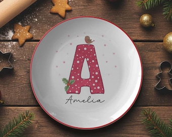 Personalized Christmas Dinner Plate, Custom Holiday Plate for Kids
