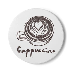 Cappuccino Ceramic Coaster - Coffee Lover Gift, Kitchen Decor, Barista Gift, Cute Coasters for Home, Espresso Enthusiast