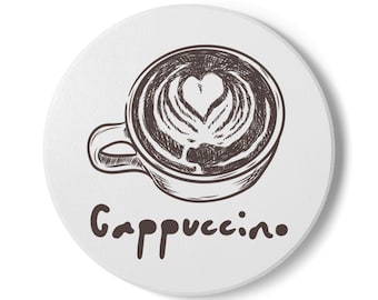 Cappuccino Ceramic Coaster - Coffee Lover Gift, Kitchen Decor, Barista Gift, Cute Coasters for Home, Espresso Enthusiast