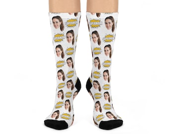 Custom Photo Crew Socks: Personalized Supermom Gift