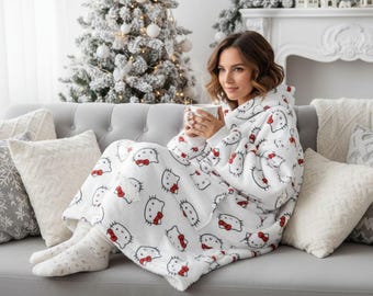 Hello Kitty Hooded Blanket: Cozy, Lightweight, Christmas Gift for Kids