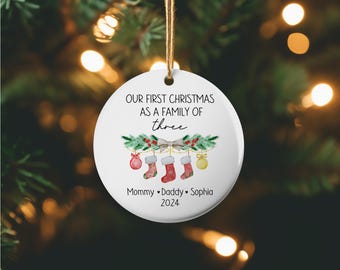 Personalized Christmas Ornament, Round Ceramic Ornament, Custom Photo Ornament, Christmas 2025, Family Christmas Photo Ornament