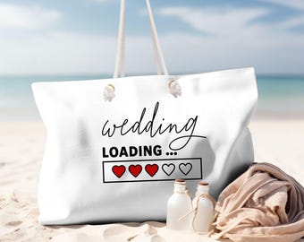 Wedding Weekender Bag: Canvas Beach Tote for Bride to Be
