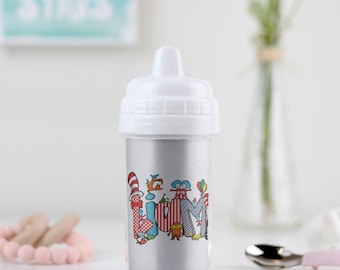 Dr Seuss Inspired Custom Name Word Art Sippy Cup