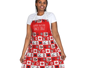 Flipping Awesome Canadian Apron, Chef Gift, Kitchen Apparel, BBQ Apron, Canada Day Celebration, Cooking Fun