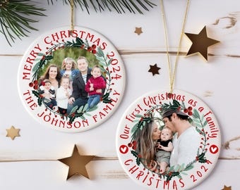 Personalized Christmas Ornament, Round Ceramic Ornament, Custom Name Ornament, Cute Christmas 2025 Ornament, Family Memento Ornament