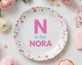 Personalized Child's Dinner Plate, Custom Name, Birthday Party Decor