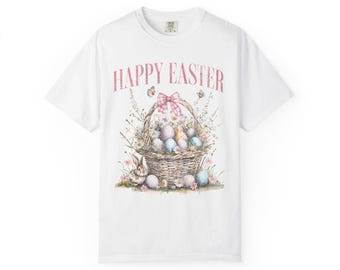 Easter Bunny Basket Tee: Comfort Colors 1717 Unisex Shirt