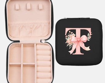 Personalized Monogram Jewelry Travel Case, Vegan Leather, Bridesmaid Gift, Gift for Bride