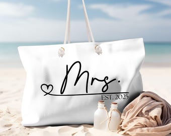 Personalized Canvas Weekender Bag: Bridal Gift, Honeymoon Tote