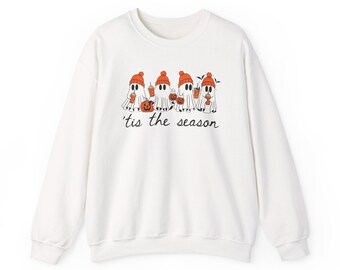 Cute Halloween Sweatshirt, Cozy Fall Pullover, Halloween Ghost Jumper, Spooky Season Sweater, Fall Ghost Crewneck, Tis the Season Shirt