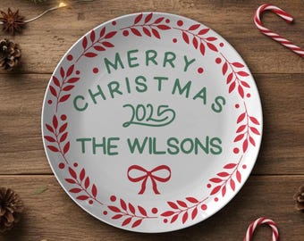Personalized Christmas Family Dinner Plate, Holiday Keepsake
