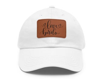 Love Birds Dad Hat: Faux Leather Patch, Bride & Groom Gift