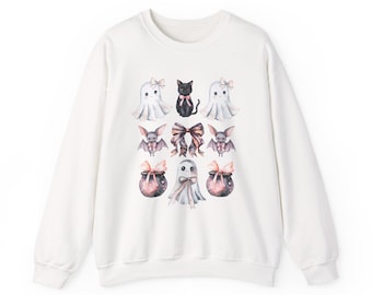 Halloween Coquette Sweatshirt: Spooky Ghost Crewneck - Unisex Fall Pullover