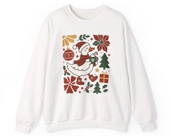 Cozy Christmas Goose Sweatshirt: Holiday Crewneck Jumper