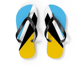 Saint Lucia Flag Flip Flops | Caribbean Flag Sandals, Beach Wear