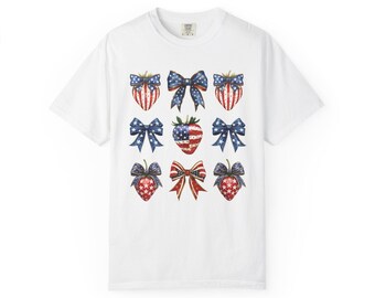Patriotic Coquette T-Shirt: Red, White, and Blue 4th of July Top