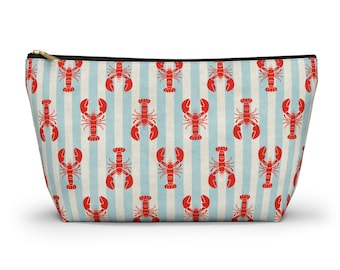 Lobster Print Accessory Pouch, Nautical Beach Travel Cosmetic Bag