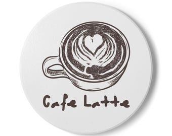 Ceramic Coaster for Coffee Lovers, Cafe Latte Coaster, Gift for Coffee Enthusiast, Drink Coasters, Table Coasters, Housewarming Gift