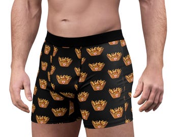 Canadian Poutine Pattern Boxer Briefs: Novelty Gag Gift
