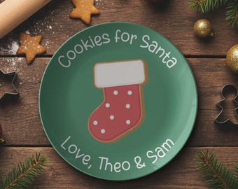 Personalized Christmas Plate for Santa, Kids Holiday Keepsake