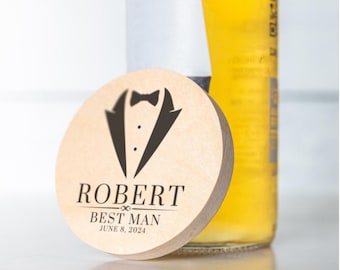 Custom Magnetic Wooden Bottle Opener, Groomsman Gift, Gift for Best Man, Custom Bottle Opener, Personalized Gift, Wedding Favours