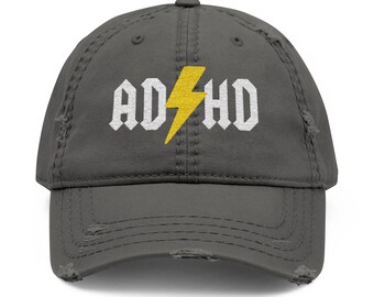 Embroidered ADHD Awareness Dad Hat: Distressed Cotton Twill Cap