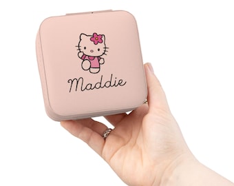 Hello Kitty Floral Name Jewelry Travel Case | Personalized Compact Organizer